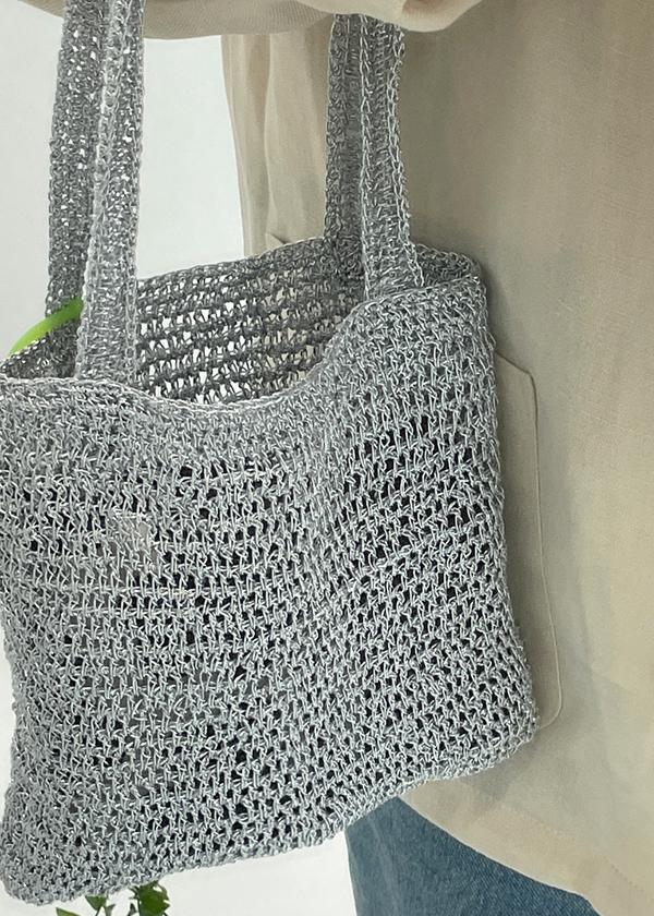 silver knitting bag