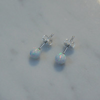opal gemstone earring / silver